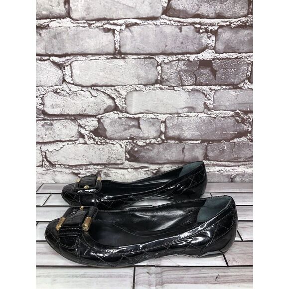 Burberry Black Patent Leather Quilted Buckle Strap Ballet Flats Women Sz 36EU/6M - Picture 11 of 16